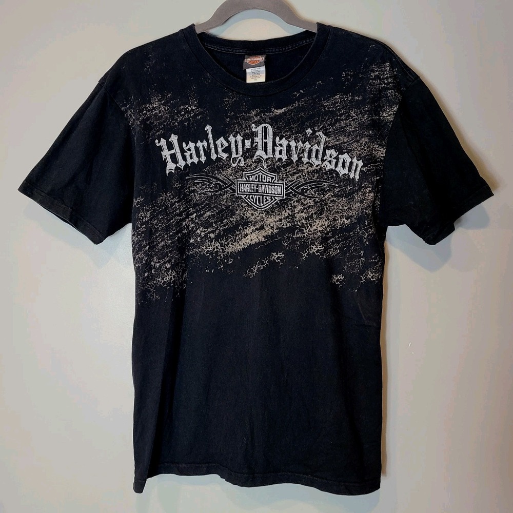 Harley Davidson Coast Guard 2000s T Shirt Size XL Mackinaw City,‎ MI Black Y2K - Picture 2 of 8